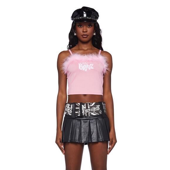 Dolls Kill X Bratz On My Pedestal Marabou Tank - S - Pink - Picture 1 of 5